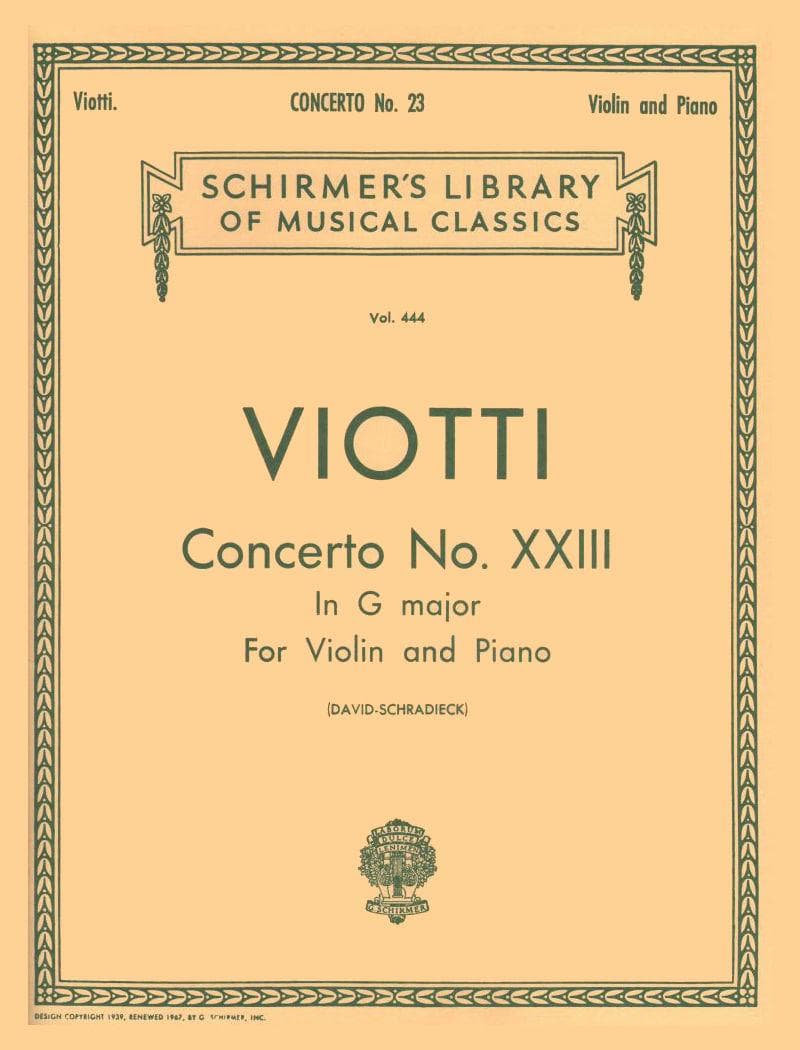 Viotti Violin Concerto No. 23 in G Major - Edited by David/Schradieck
