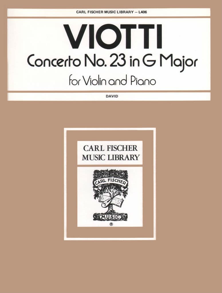 Viotti, GB - Violin Concerto No 23 in G Major - Violin and Piano - edited  by David - Carl Fischer