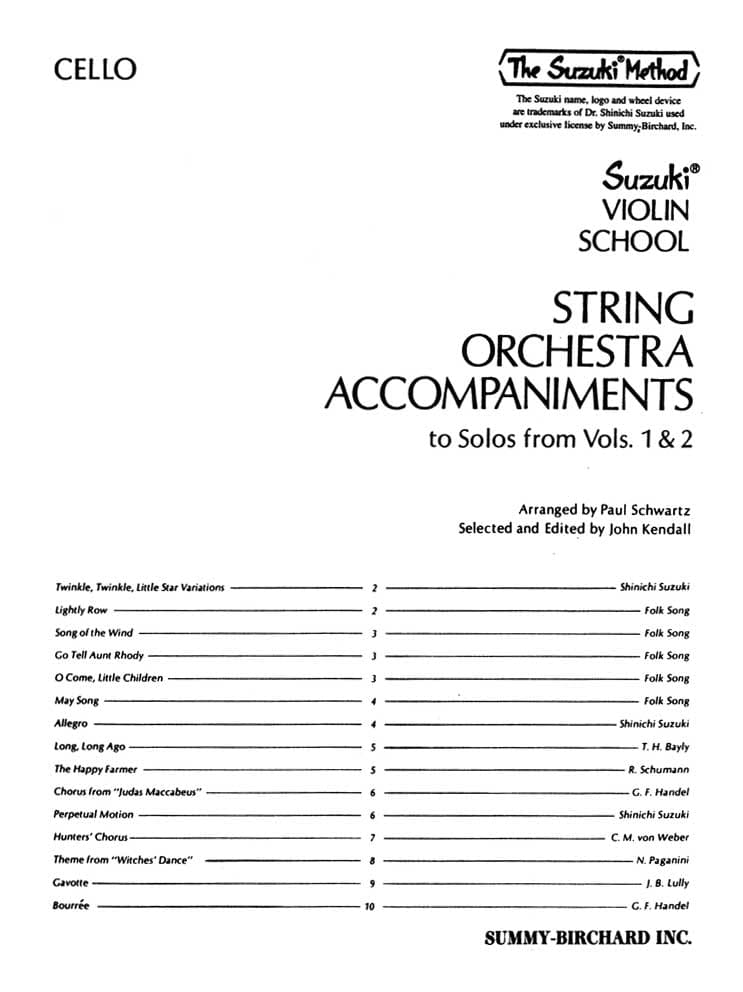 Suzuki Cello Orchestra Accompaniment Volumes