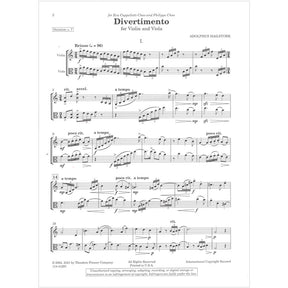 Hailstork, Adolphus - Divertimento for Violin and Viola - Presser