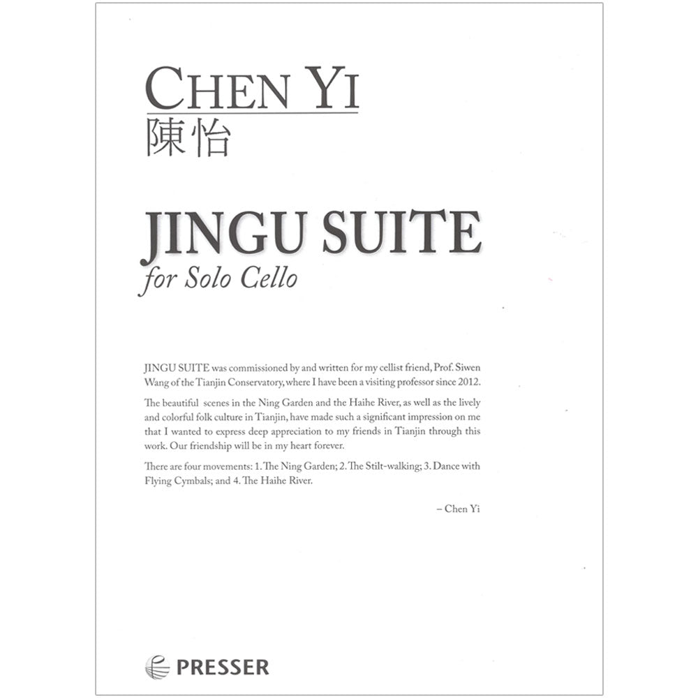 Yi, Chen - Jingu Suite - Solo Cello - Presser