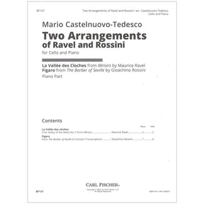 Castelnuovo-Tedesco, Mario - Two Arrangements of Ravel and Rossini - Cello and Piano - Carl Fischer