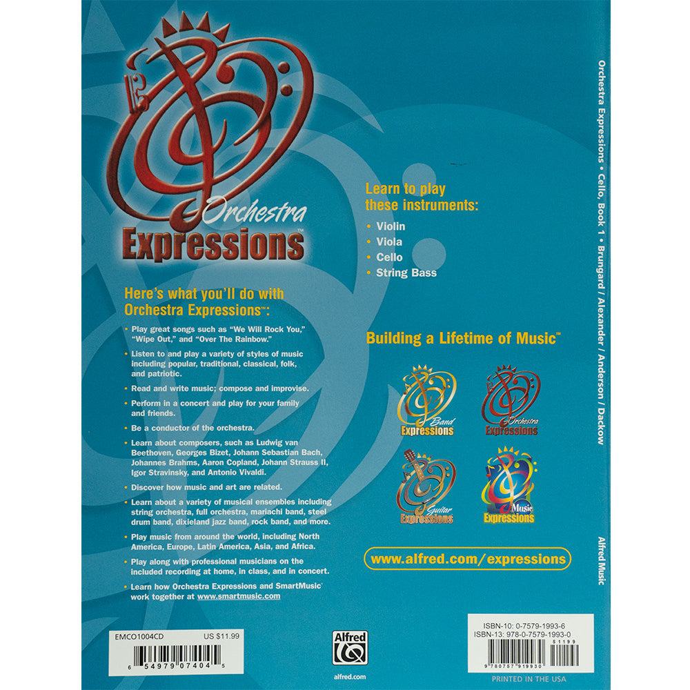 Orchestra Expressions Book 1, Cello Book and CD By Kathleen Brungard and Gerald E Anderson Published by Alfred Music Publishing