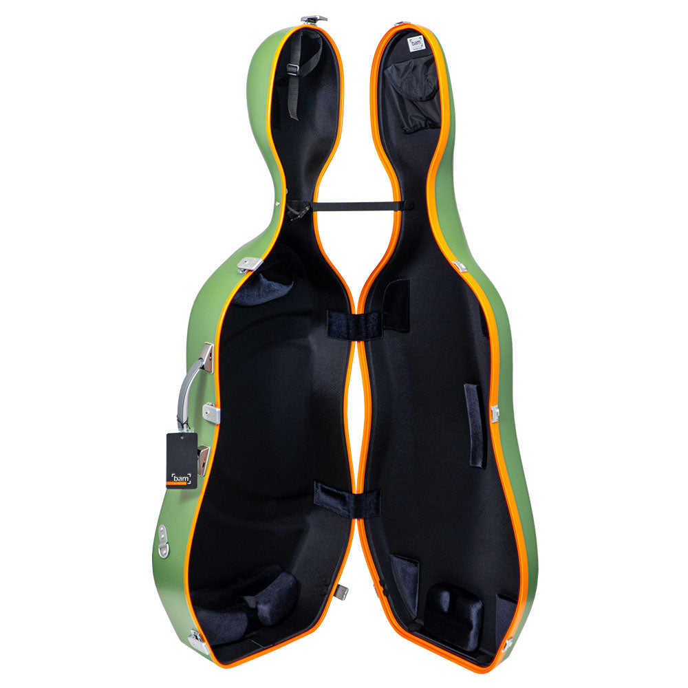 BAM Graffiti Hightech Slim Cello Case - 4/4 Size - Green and Orange