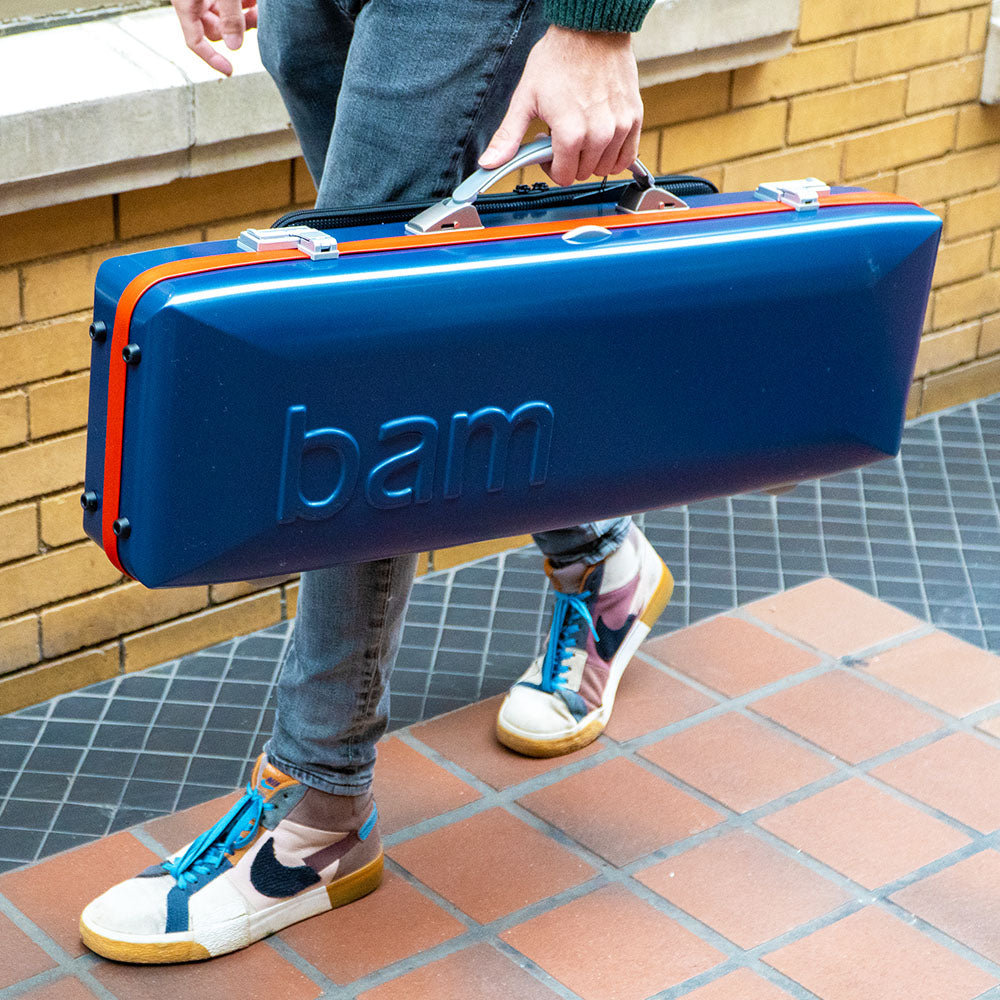 BAM Graffiti Hightech Oblong Violin Case - 4/4 Size - Navy and Red