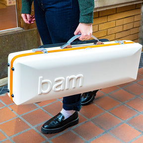 BAM Graffiti Hightech Oblong Violin Case - 4/4 Size - White and Orange