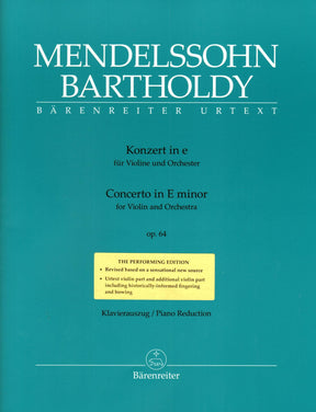 Mendelssohn, Felix - Concerto in E minor, Op 64 - Violin and Piano - Barenreiter Urtext