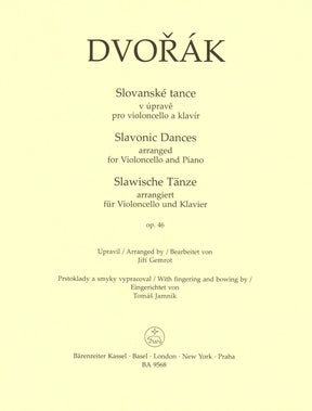 Dvorak, Antonin - Slavonic Dances, Op. 46 - arranged by J. Gemrot - for Cello and Piano - Barenreiter