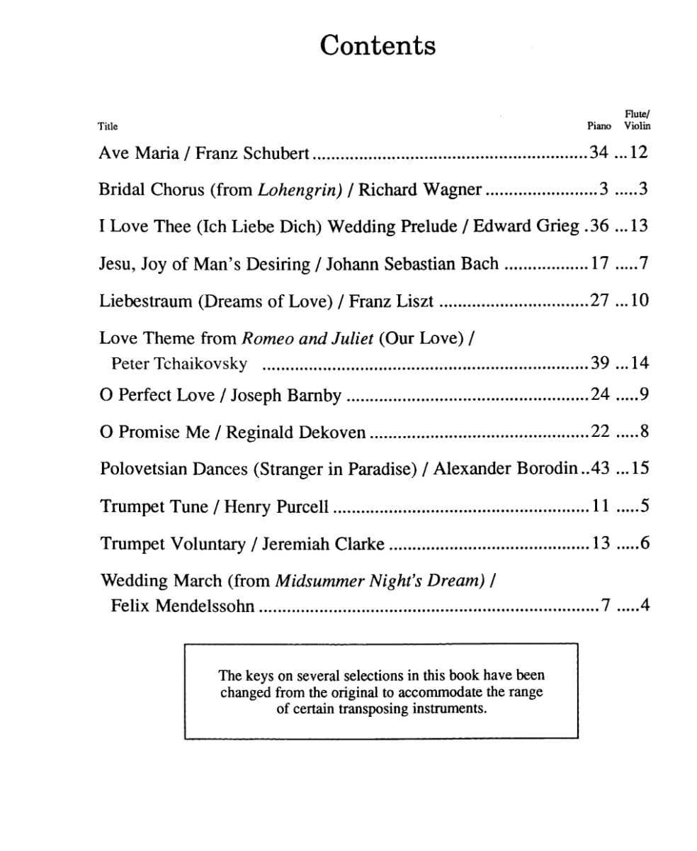 Complete Book of Wedding Music for Flute or Violin - Solo Part, Piano Accompaniment, and online PDF access - arranged by Paul Mickelson - Mel Bay Publications