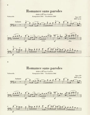 Mendelssohn, Felix - Romance Sans Paroles, Op 109 - for Cello and Piano - G. Henle Verlag URTEXT