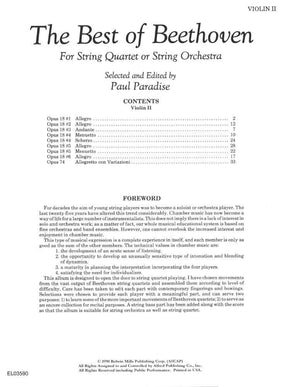 Beethoven, Ludwig - The Best of Beethoven - for String Quartet or String Orchestra - Violin 2 part - edited by Paul Paradise - Belwin-Mills Publishing