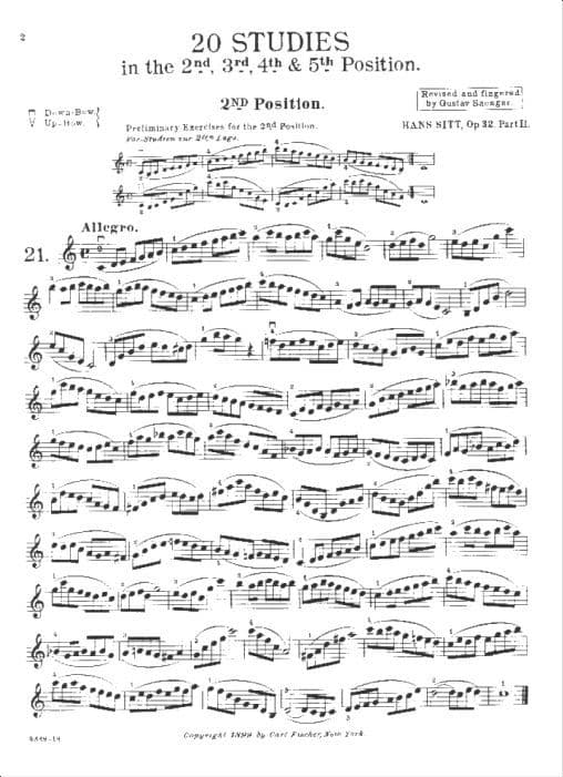 Sitt, Hans - 100 Etudes Op 32, Book 2 - Violin - edited by Gustav Saenger - published by Carl Fischer