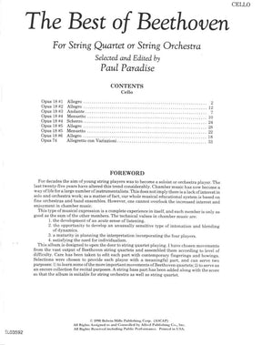 Beethoven, Ludwig - The Best of Beethoven - for String Quartet or String Orchestra - Cello part - edited by Paul Paradise - Belwin-Mills Publishing