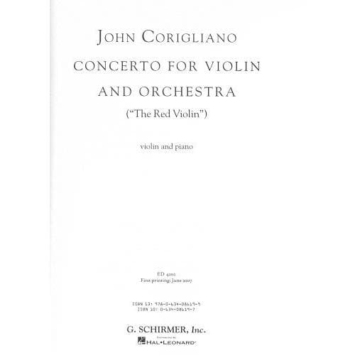 Corigliano, John - The Red Violin Concerto for Violin - Violin and Piano - G Schirmer