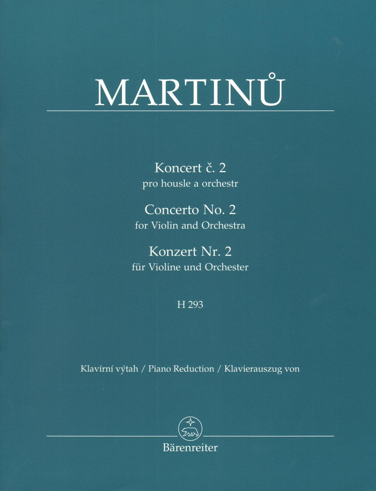 Martinu, Bohuslav - Concerto No. 2 - for Violin and Piano - Barenreiter URTEXT