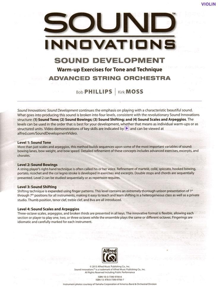 Sound Innovations - Sound Development - Advanced String Orchestra - Violin - Phillips and Moss - Alfred