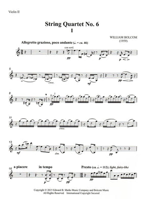 Bolcom, William - String Quartet No. 6 - Score and Parts - Edward B. Marks Music Company