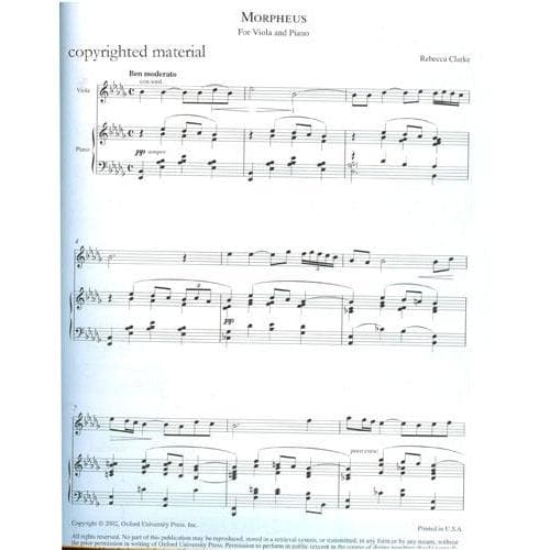 Rebecca Clarke - Morpheus for Viola and Piano Published by Oxford University Press