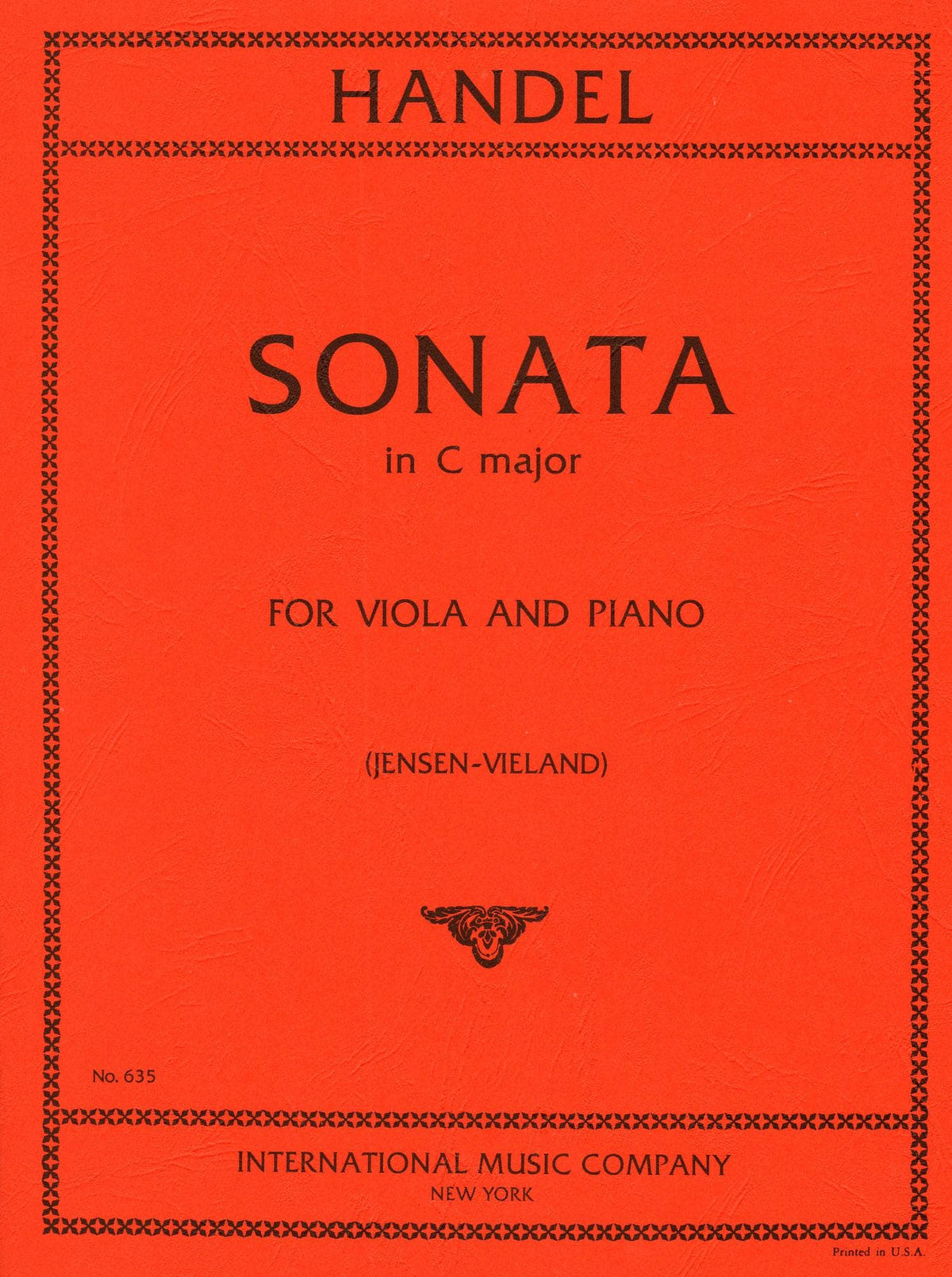 Handel, George Frideric - Sonata In C Major - Viola and Piano - edited by Joseph Vieland and G Jensen - International Edition