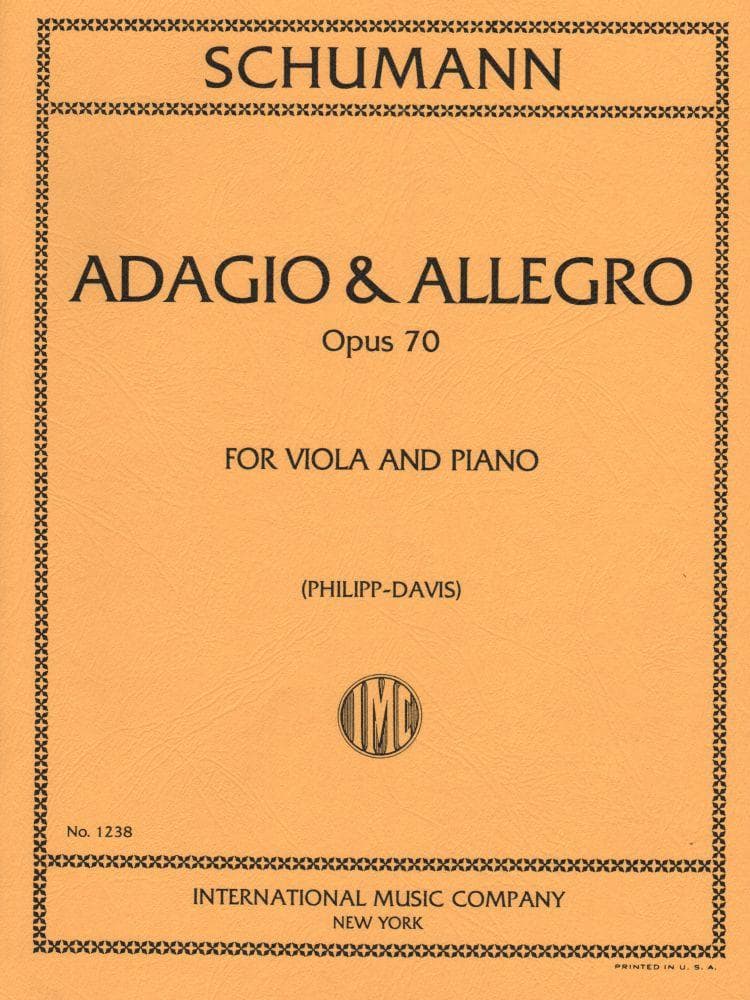 Schumann, Robert - Adagio and Allegro, Op 70 For Viola and Piano Published by International Music Company