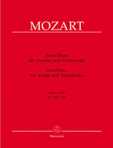 Mozart, WA - Two Duos, after K 423 and 424 - Violin and Cello - edited by Dietrich Berke - Bärenreiter Verlag URTEXT