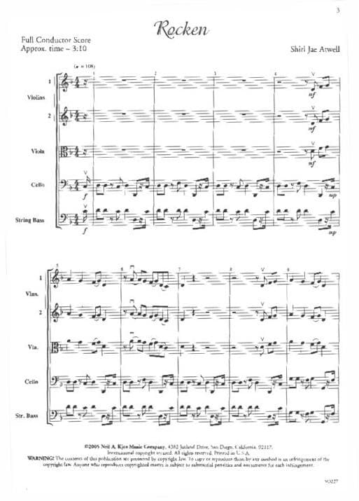 Atwell, Shirl Jae - Rocken for String Orchestra - Score and Parts - Neil A Kjos Music Co