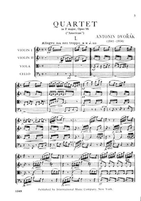 Dvorák, Antonín - String Quartet No 12 in F Major, Op 96 ("American") - Mini Score ONLY - International Edition