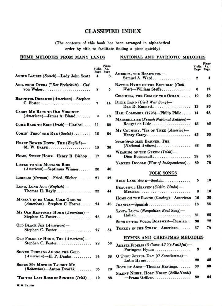 Violin Music the Whole World Loves - Violin and Piano - arranged and edited by C Paul Herfurth and Edward Strietel - Willis Music Co