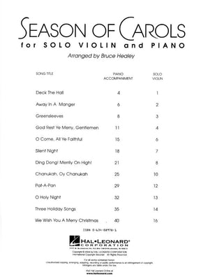 Season of Carols - Violin and Piano - arranged by Bruce Healey - Hal Leonard Edition