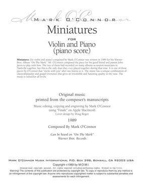 O'Connor, Mark - Miniatures for Violin and Piano - Piano Score - Digital Download