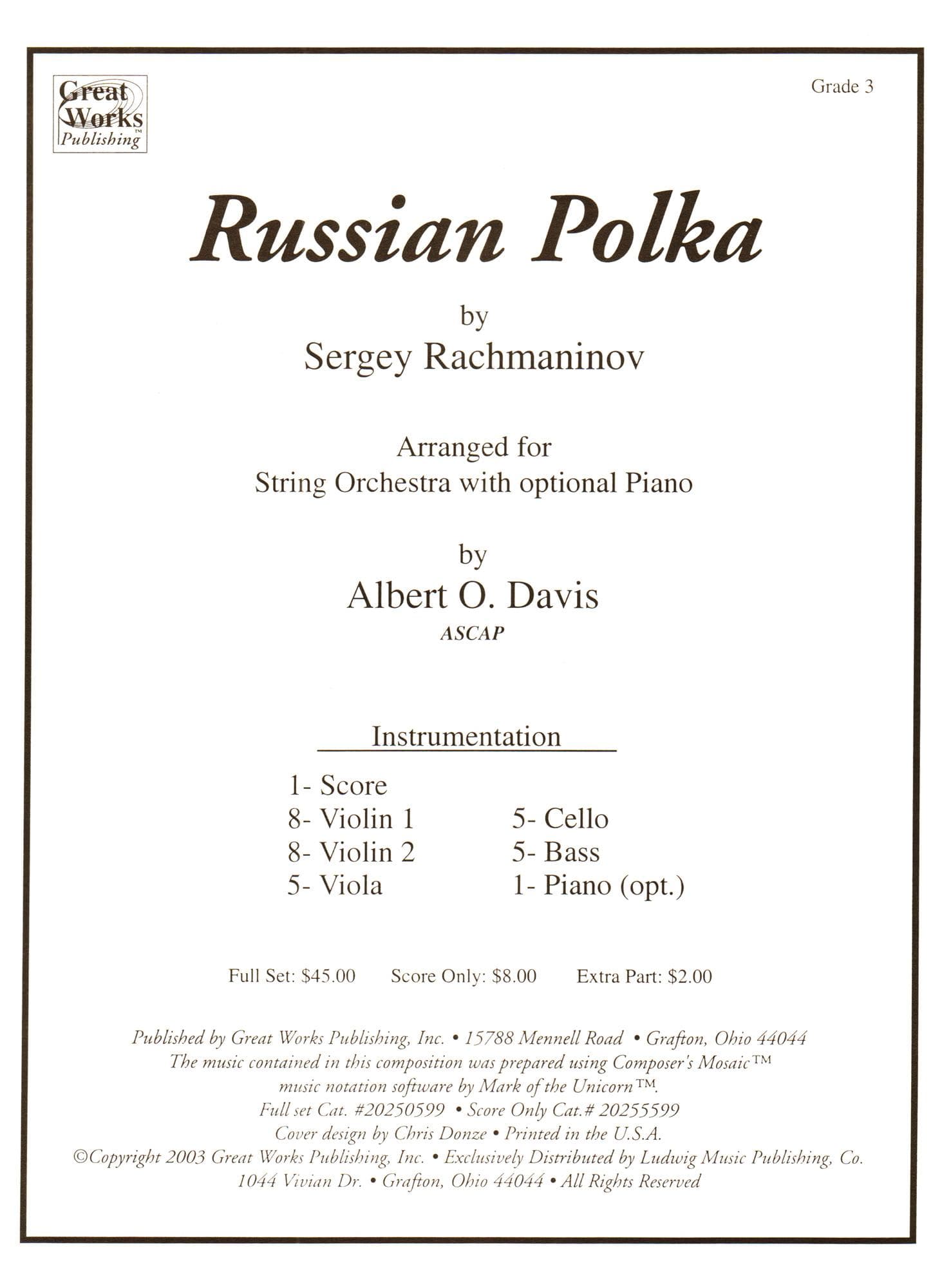 Rachmaninoff - Russian Polka, for String Orchestra Published by Great Works Publishing