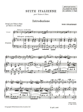 Stravinsky, Igor - Suite Italienne for Violin and Piano Published by Boosey & Hawkes