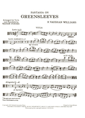 Vaughan Williams, Ralph - Fantasia On Greensleeves For Viola or Cello and Piano Published by Oxford University Press