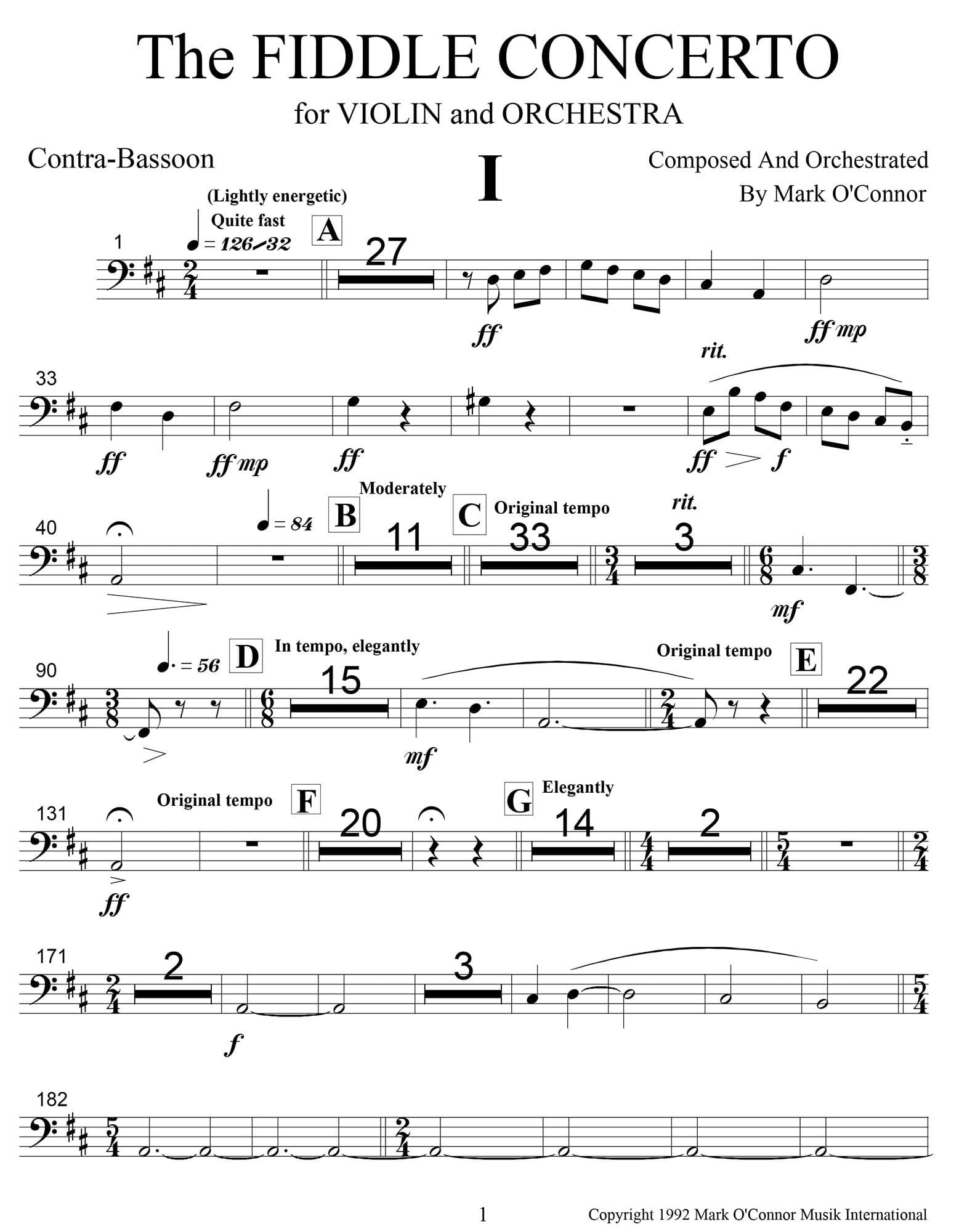 O'Connor, Mark - The FIDDLE CONCERTO for Violin and Orchestra - Wind Parts - Digital Download