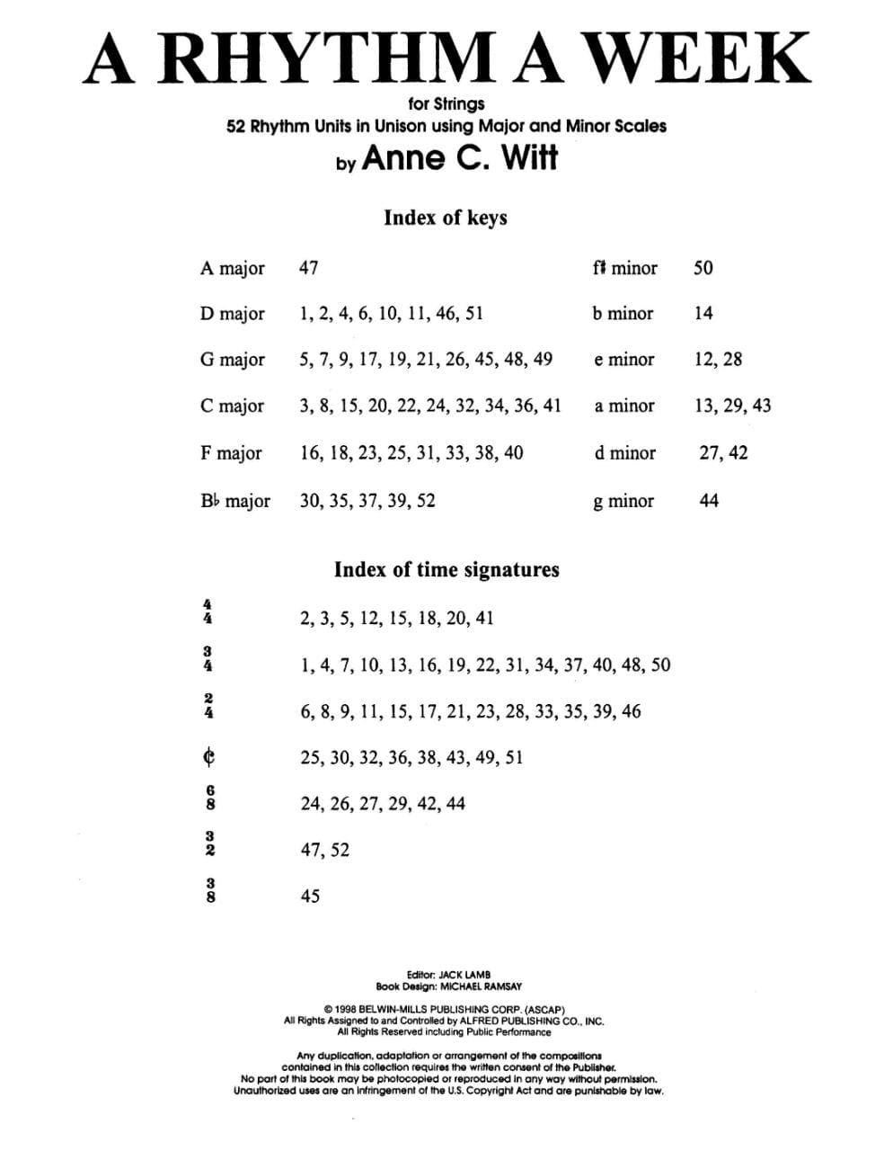 Witt - A Rhythm a Week, for Cello / Bass Published by Alfred Music