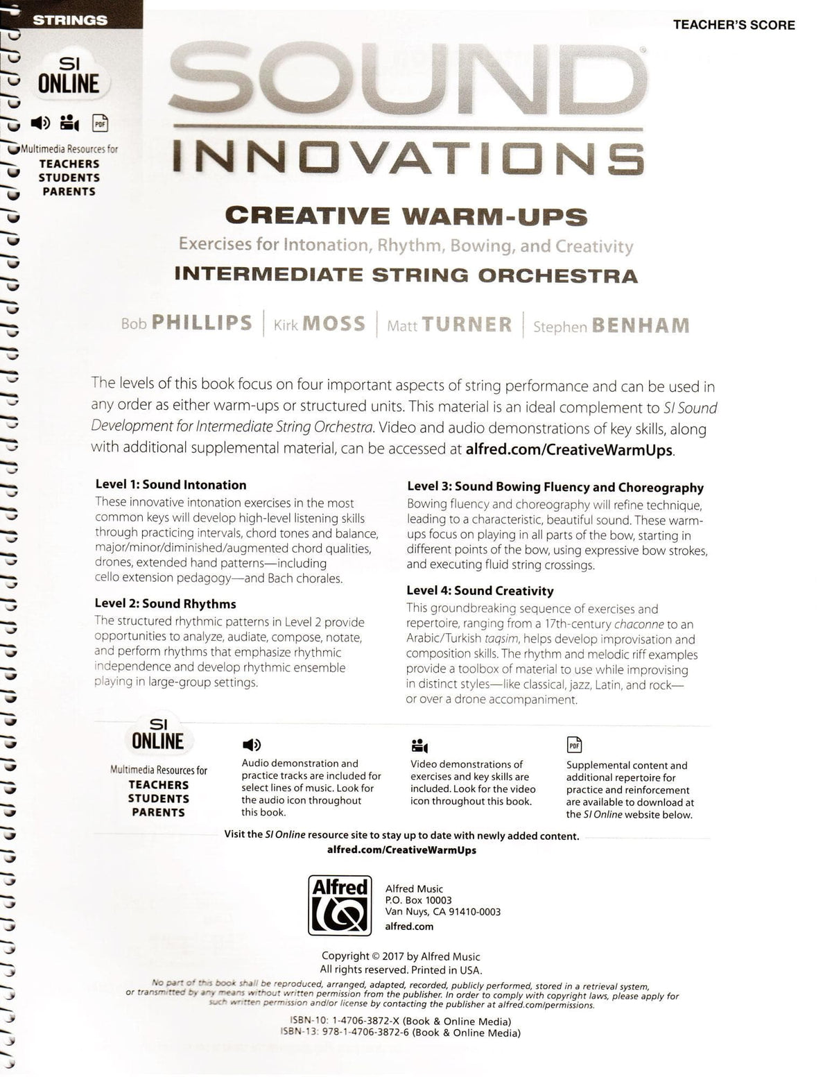 Sound Innovations - Creative Warm-Ups - Teacher's Score - Intermediate String Orchestra Method by Phillips, Moss, Turner, Benham - Alfred