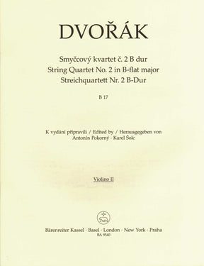 Dvorak, Antonin - String Quartet No. 2 in B-flat Major - Parts Only - edited by Pokorny and Solc - Barenreiter URTEXT