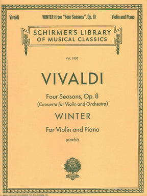 Vivaldi, Antonio - Winter 4 Seasons f minor RV 297 For Violin and Piano Edited by Klopcic Published by G Schirmer