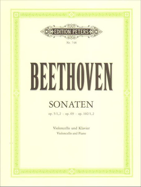 Beethoven, Ludwig - Sonatas Op 5 - 69 -102 for Cello and Piano - Arranged  by Schulz - Peters Edition