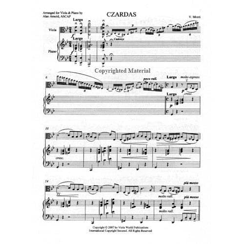 Monti, Vittorio - Czardas - Viola and Piano - transcribed by Alan Arnold - Viola World Publications