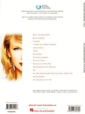 Taylor Swift Instrumental Play-Along - 2nd Edition - for Viola with Audio Accompaniment - Hal Leonard