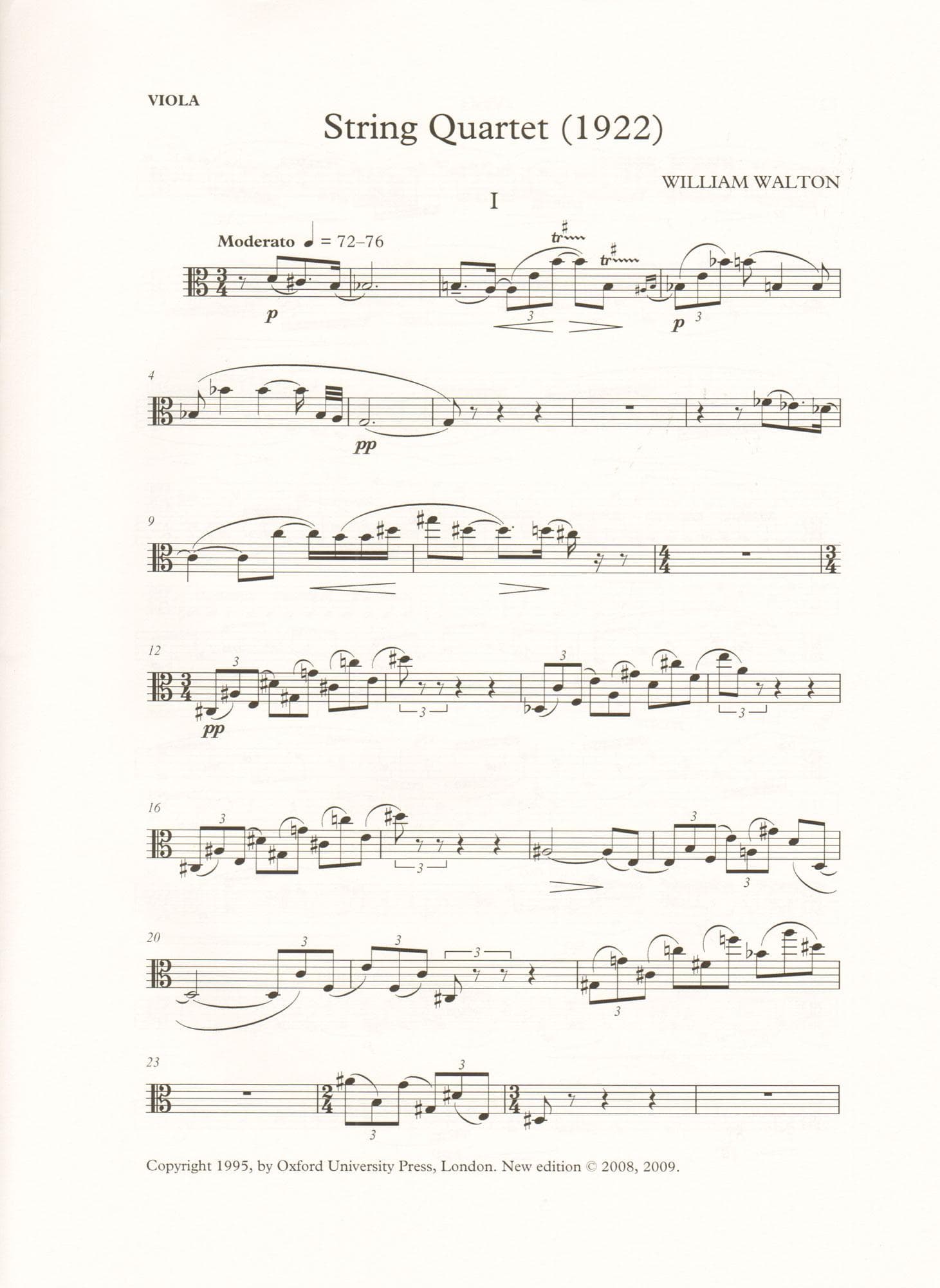 Walton, William - String Quartet (1922) - Set of Parts - edited by Hugh MacDonald - Oxford University Press