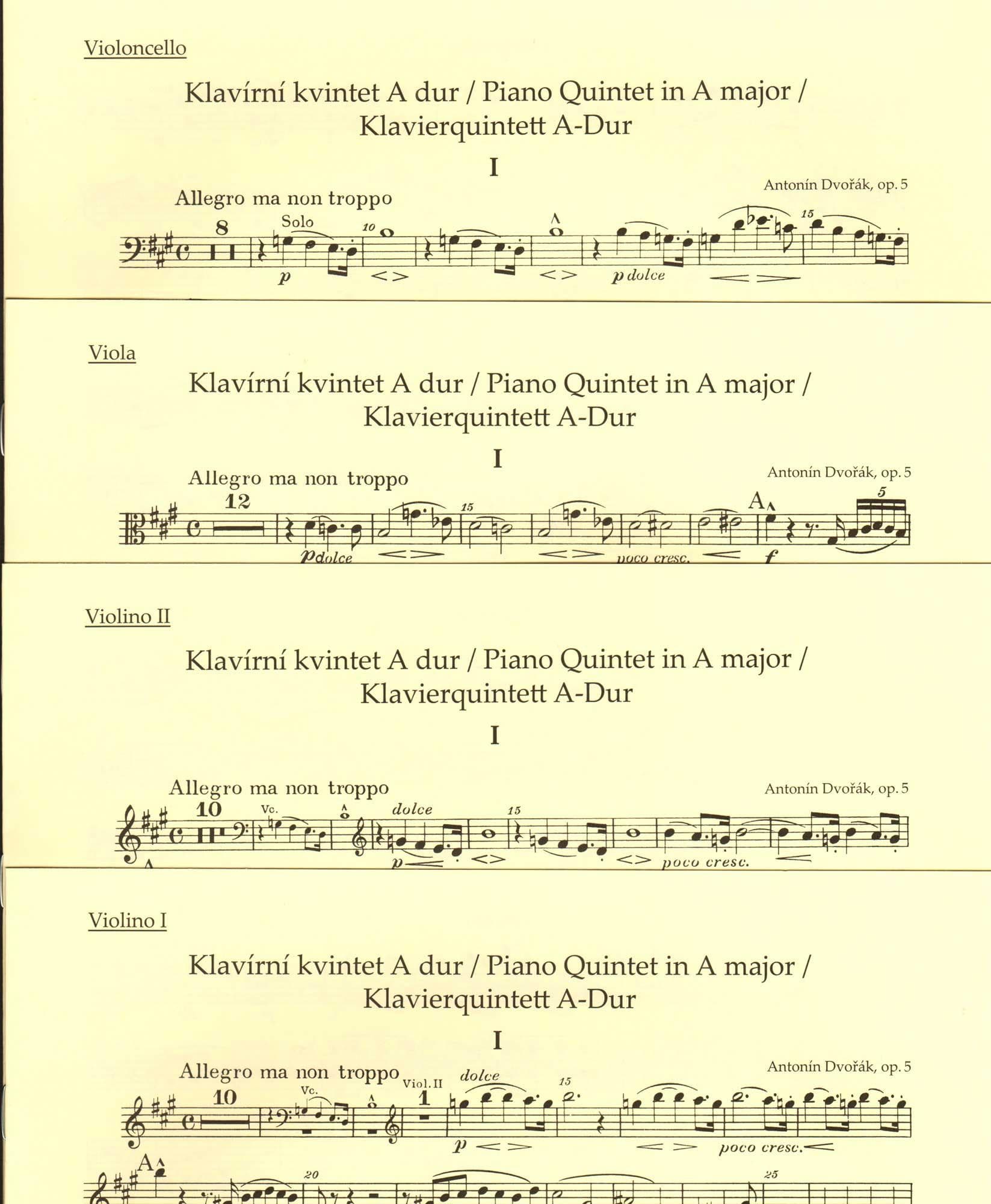 Dvorak, Antonin - Piano Quintet in A major, op. 5 - for Two Violins, Viola, Cello, and Piano - edited by Burghauser and Solc - Barenreiter URTEXT