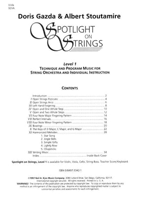 Spotlight On Strings, Level 1, Viola By Doris Gazda Edited by Albert L Stoutamire Published by Neil A Kjos Music Company