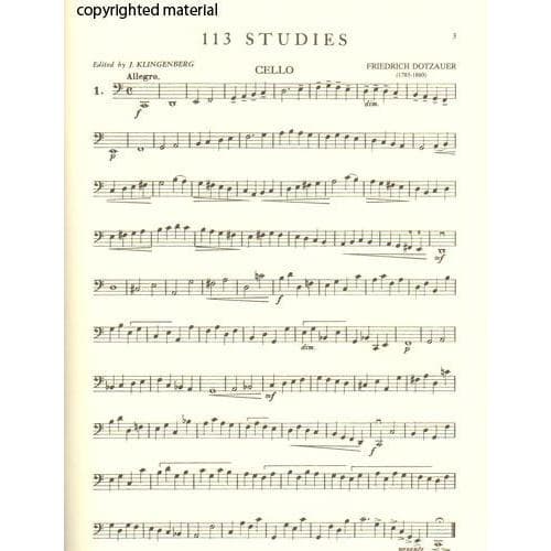 Dotzauer, J Friedrich - 113 Studies for Solo Cello, Volume 1 (Nos 1-34) - edited by Johannes Klingenberg - International Edition