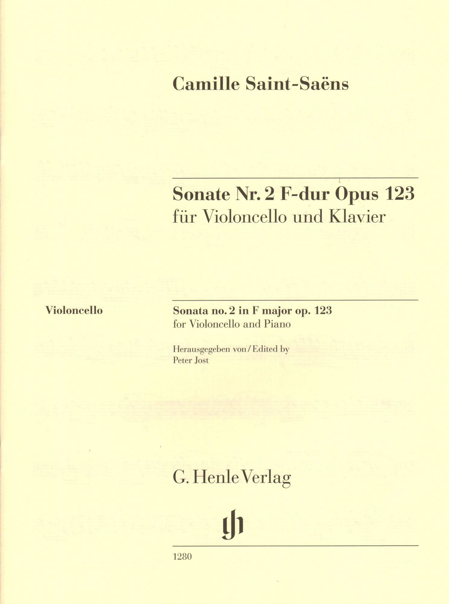 Saint-Saëns, Camille - Sonata No. 2 in F major, Opus 123 - for Cello and Piano - edited by Jost, Geringas, and Rogé - G. Henle Verlag URTEXT