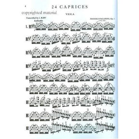 Paganini, Niccolò - 24 Caprices, Op 1 - Viola solo - edited by L Raby - Kalmus Edition