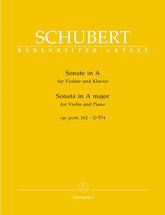 Schubert, Franz - Sonata in A Major (Duo), Op 162, D 574 For Violin and Piano URTEXT Published by Barenretier