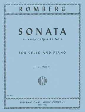 Romberg, Bernhard - Cello Sonata in G Major, Op 43 No 3 - for Cello and Piano - edited by F G Jansen - International Music Company