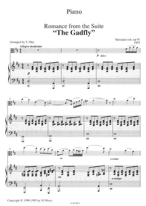 Shostakovich, Dmitri - Romance from the Suite "The Gadfly" - Viola and Piano - arranged by Sue Otty - SJ Music Edition